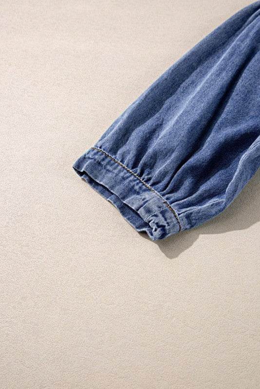 Cotton Denim Frilled Boho Pocket Top - Shop Style & More | Fresh Looks, Everyday Deals & Free Shipping