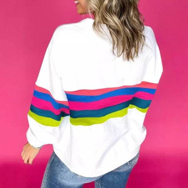 Colorful Striped Accent Long Sleeve Sweatshirts - Shop Style & More | Fresh Looks, Everyday Deals & Free Shipping