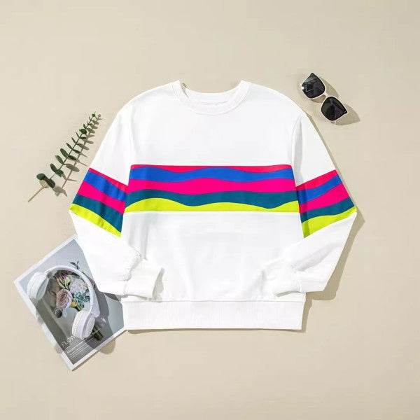 Colorful Striped Accent Long Sleeve Sweatshirts - Shop Style & More | Fresh Looks, Everyday Deals & Free Shipping