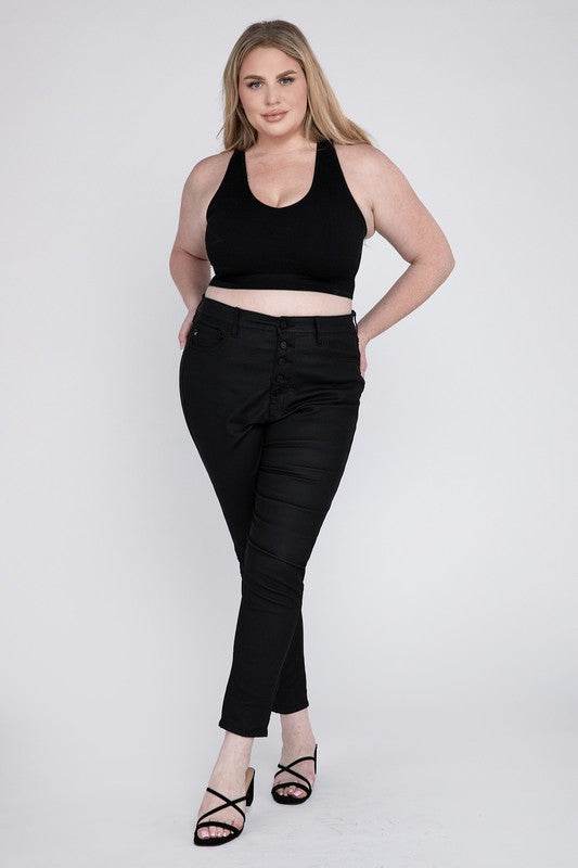 Plus Ribbed Cropped Racerback Tank Top - Shop Style & More | Fresh Looks, Everyday Deals & Free Shipping
