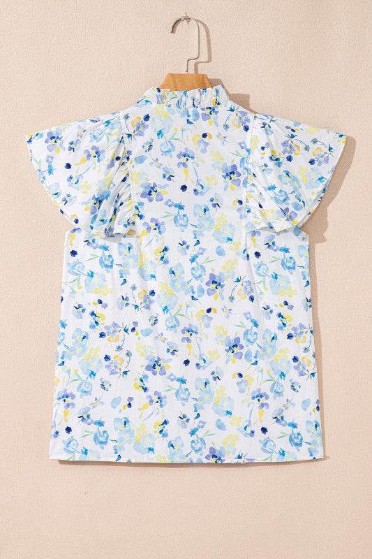 Cotton floral Frilled Notch Neck Ruffle Blouse - Shop Style & More | Fresh Looks, Everyday Deals & Free Shipping