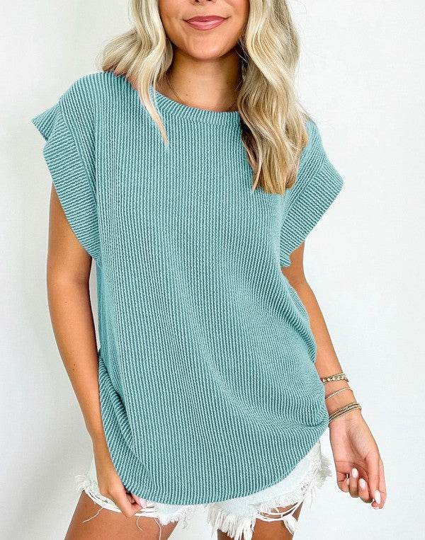 Viscose Twisted Ribbed Textured Solid T Shirt - Shop Style & More | Fresh Looks, Everyday Deals & Free Shipping