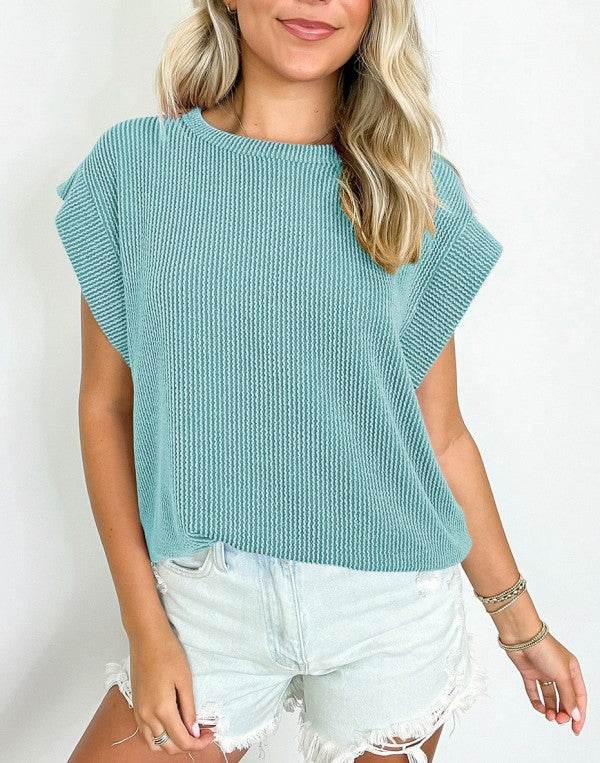 Viscose Twisted Ribbed Textured Solid T Shirt - Shop Style & More | Fresh Looks, Everyday Deals & Free Shipping