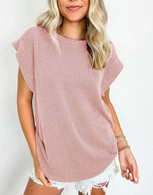 Viscose Twisted Ribbed Textured Solid T Shirt - Shop Style & More | Fresh Looks, Everyday Deals & Free Shipping