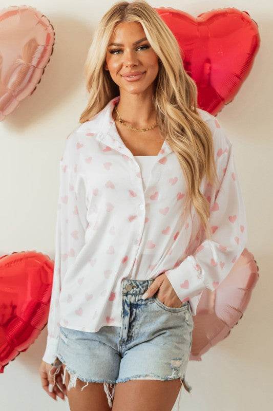 Women Love Print Drop Shoulder Puff Sleeve Blouse - Shop Style & More | Fresh Looks, Everyday Deals & Free Shipping