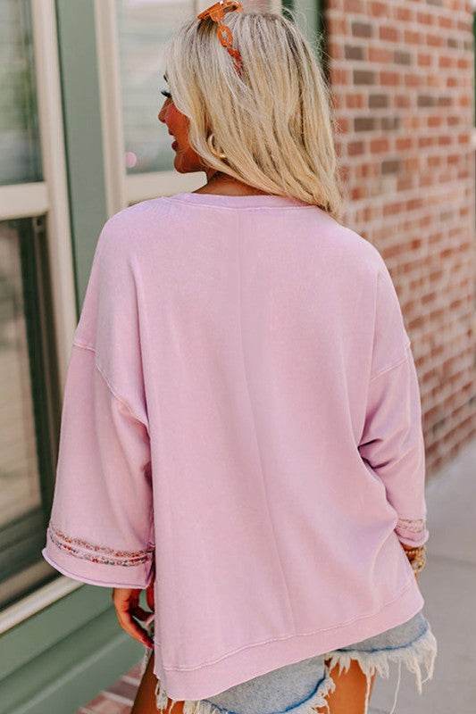Drop Shoulder Wide Sleeve Casual Sweatshirts Top - Shop Style & More | Fresh Looks, Everyday Deals & Free Shipping