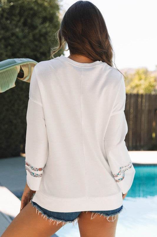 Drop Shoulder Wide Sleeve Casual Sweatshirts Top - Shop Style & More | Fresh Looks, Everyday Deals & Free Shipping