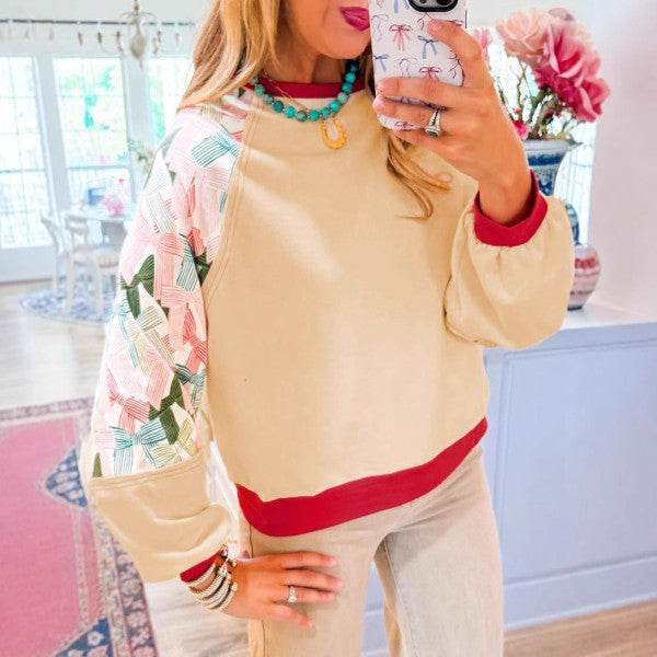 Women Printed Patchwork Raglan Sleeve Sweatshirts - Shop Style & More | Fresh Looks, Everyday Deals & Free Shipping