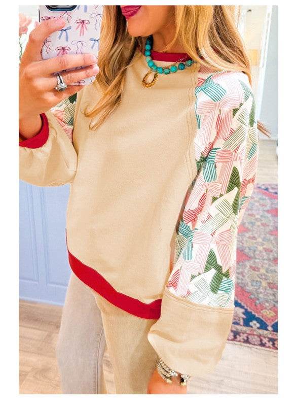 Women Printed Patchwork Raglan Sleeve Sweatshirts - Shop Style & More | Fresh Looks, Everyday Deals & Free Shipping