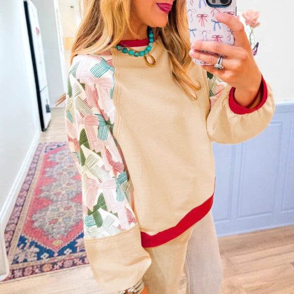 Women Printed Patchwork Raglan Sleeve Sweatshirts - Shop Style & More | Fresh Looks, Everyday Deals & Free Shipping