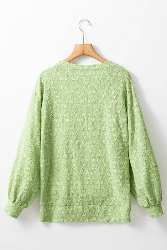 Solid Color Textured Side Split Crew Neck Blouse - Shop Style & More | Fresh Looks, Everyday Deals & Free Shipping