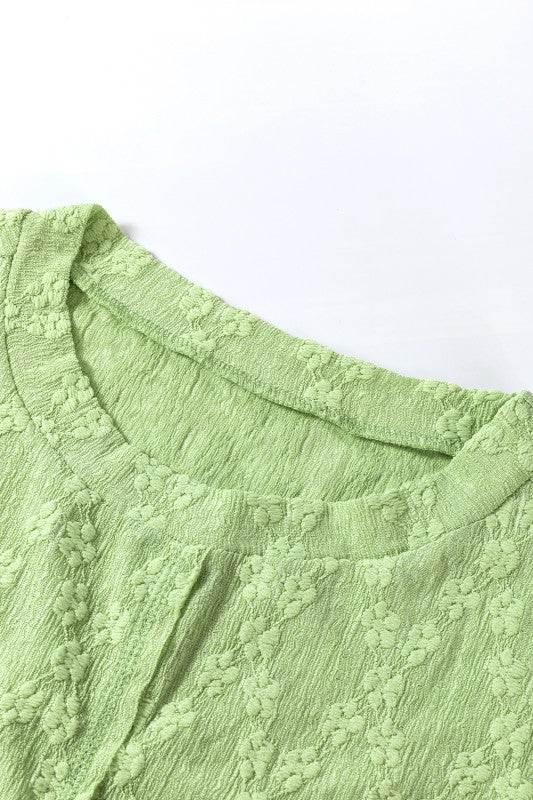 Solid Color Textured Side Split Crew Neck Blouse - Shop Style & More | Fresh Looks, Everyday Deals & Free Shipping