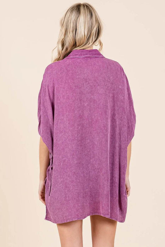 Mittoshop Mineral Wash Loose Fit Button Down Shirt - Shop Style & More | Fresh Looks, Everyday Deals & Free Shipping