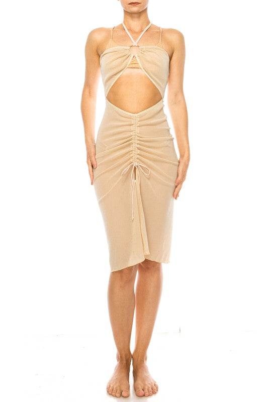 ONE PIECE HALTER NECKLINE SHIMMER ORGANZA RUCHED C - Shop Style & More | Fresh Looks, Everyday Deals & Free Shipping