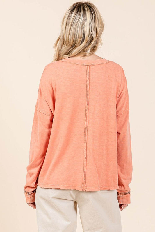 Mittoshop Mineral Wash Star Patch Long Sleeve T-Shirt - Shop Style & More | Fresh Looks, Everyday Deals & Free Shipping