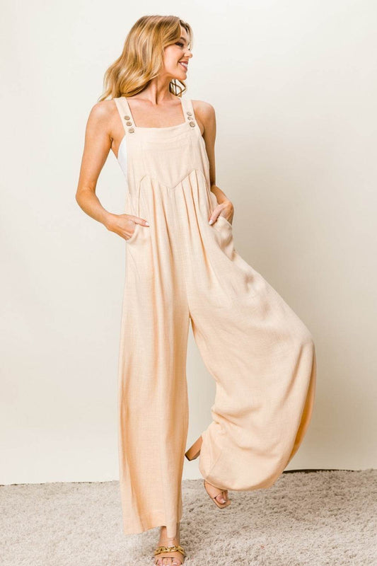 BiBi Texture Sleeveless Wide Leg Jumpsuit - Shop Style & More | Fresh Looks, Everyday Deals & Free Shipping