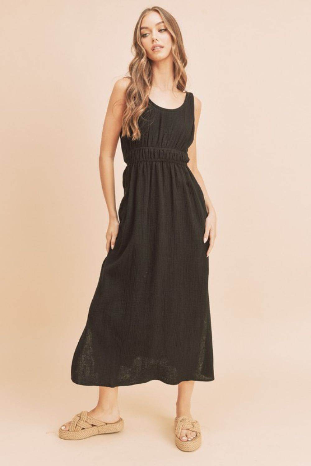 Aemi + Co Side Slit Round Neck Sleeveless Tank Dress - Shop Style & More | Fresh Looks, Everyday Deals & Free Shipping