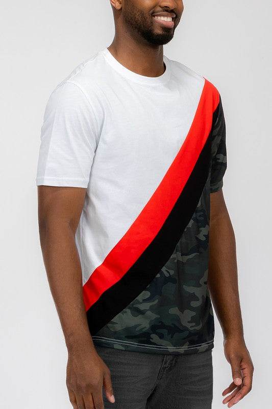 SHORT SLEEVE CAMO COLOR BLOCK TSHIRT - Shop Style & More | Fresh Looks, Everyday Deals & Free Shipping
