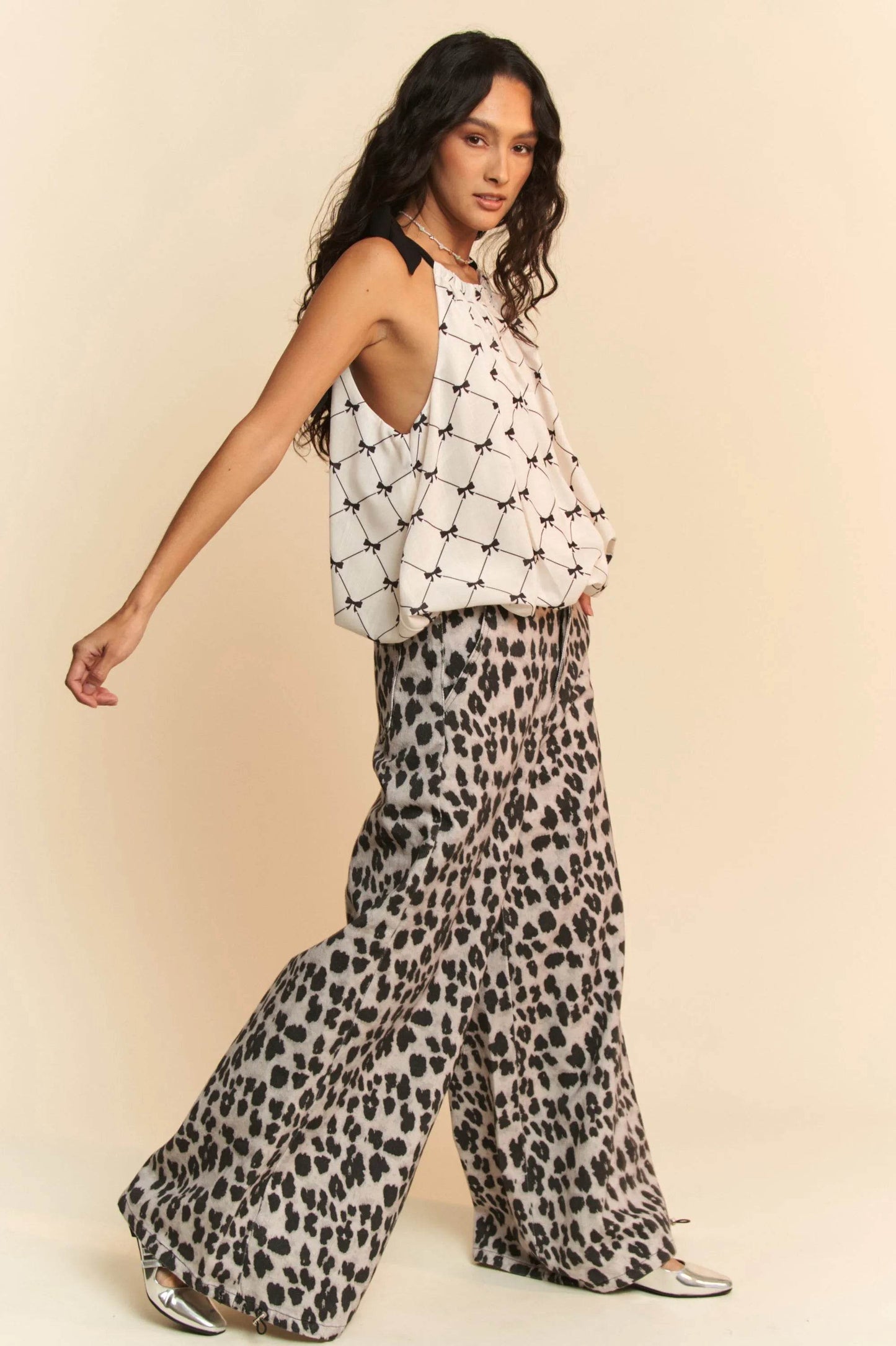 Davi & Dani Ribbon Checker Printed Tie Halter Neck Blouse Top - Shop Style & More | Fresh Looks, Everyday Deals & Free Shipping