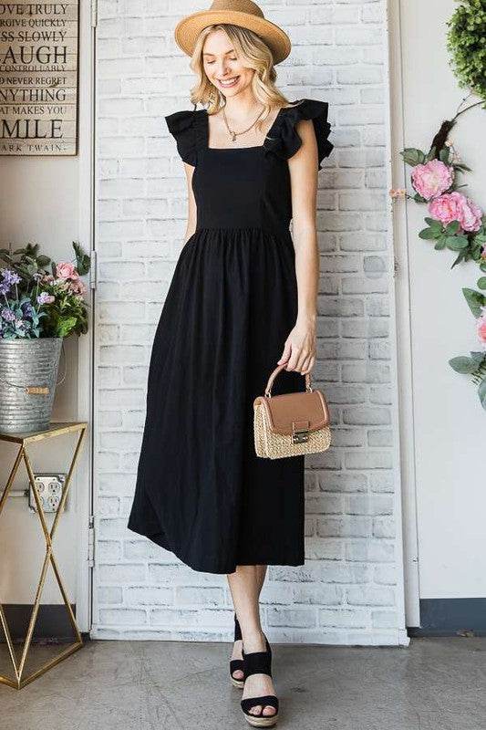 LINEN RUFFLE MID DRESS - Shop Style & More | Fresh Looks, Everyday Deals & Free Shipping