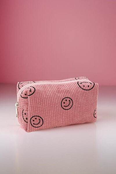 Zenana Smiley Face Corduroy Cosmetic Pouch - Shop Style & More | Fresh Looks, Everyday Deals & Free Shipping