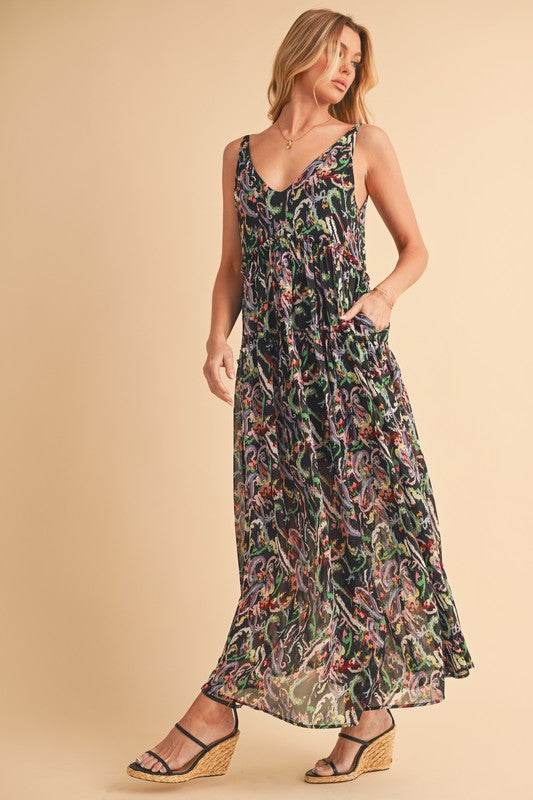 Aemi + Co Printed V-Neck Frill Tiered Cami Dress - Shop Style & More | Fresh Looks, Everyday Deals & Free Shipping