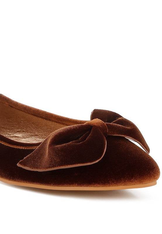 Pothos Luxurious Velvet Bow Ballerinas - Shop Style & More | Fresh Looks, Everyday Deals & Free Shipping