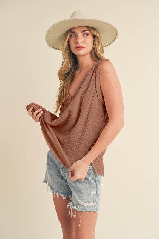 Aemi + Co V-Neck Wide Strap Tank - Shop Style & More | Fresh Looks, Everyday Deals & Free Shipping