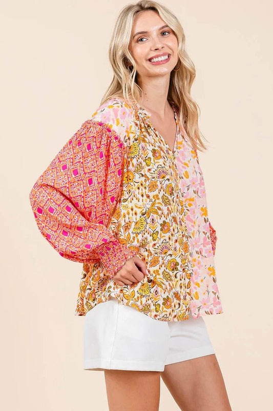 Mittoshop Mixed Patchwork Print Long Sleeve Blouse - Shop Style & More | Fresh Looks, Everyday Deals & Free Shipping
