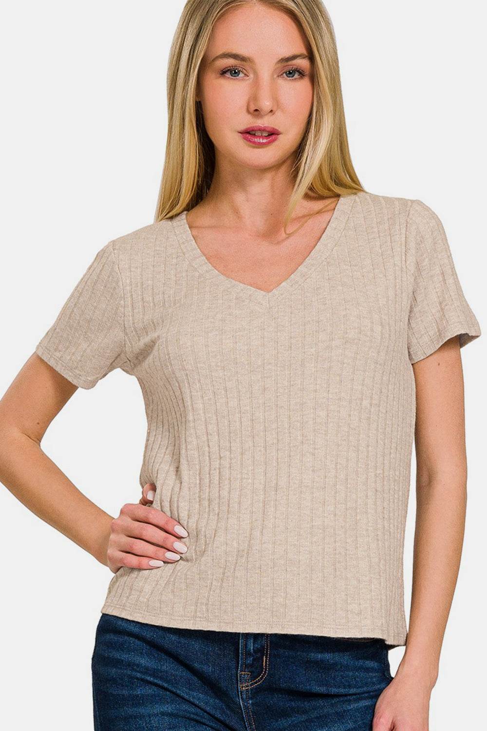 Zenana Ribbed Short Sleeve T-Shirt - Shop Style & More | Fresh Looks, Everyday Deals & Free Shipping
