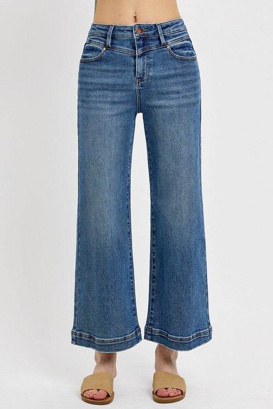 RISEN Full Size High Rise Crop Wide Leg Front Yoke Detail Jeans Plus Size - Shop Style & More | Fresh Looks, Everyday Deals & Free Shipping