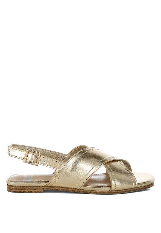 Kanon Metallic Pleather Criss-Cross Flats - Shop Style & More | Fresh Looks, Everyday Deals & Free Shipping