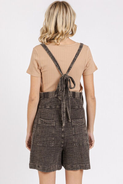 Mittoshop Textured Knotted Overalls with Wide Strap Design Jumpsuits