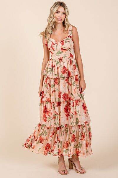 Mittoshop Layered Floral Sweetheart Neck Maxi Dress - Shop Style & More | Fresh Looks, Everyday Deals & Free Shipping