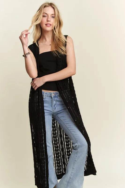 ADORA Button Down Crochet Long Cardigan - Shop Style & More | Fresh Looks, Everyday Deals & Free Shipping