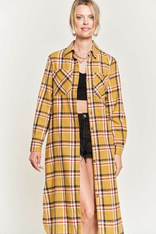 PLAID PRINT COLLAR LONG SHIRT DRESS PLUS - Shop Style & More | Fresh Looks, Everyday Deals & Free Shipping