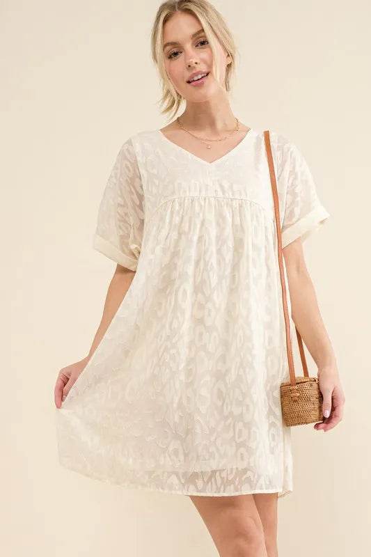 And The Why Woven Leopard Baby Doll Roll-Sleeve Casual Dress - Shop Style & More | Fresh Looks, Everyday Deals & Free Shipping
