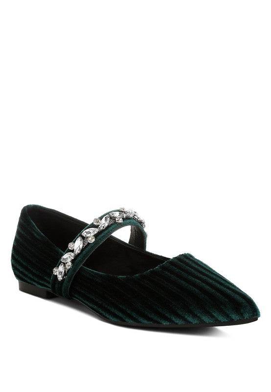 Dresden Diamante Brooch Velvet Ballerinas - Shop Style & More | Fresh Looks, Everyday Deals & Free Shipping