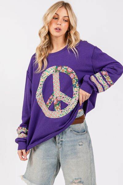 SAGE+FIG Peace Applique Patch Long Sleeve Top - Shop Style & More | Fresh Looks, Everyday Deals & Free Shipping