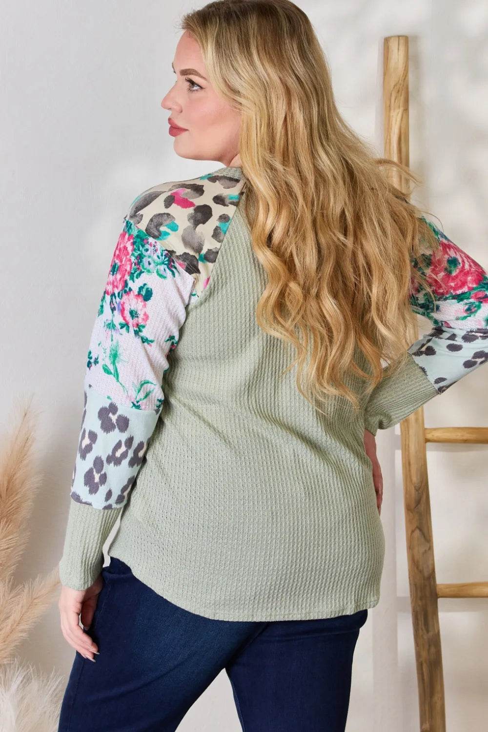 Hailey & Co Full Size Printed Round Neck Blouse - Shop Style & More | Fresh Looks, Everyday Deals & Free Shipping