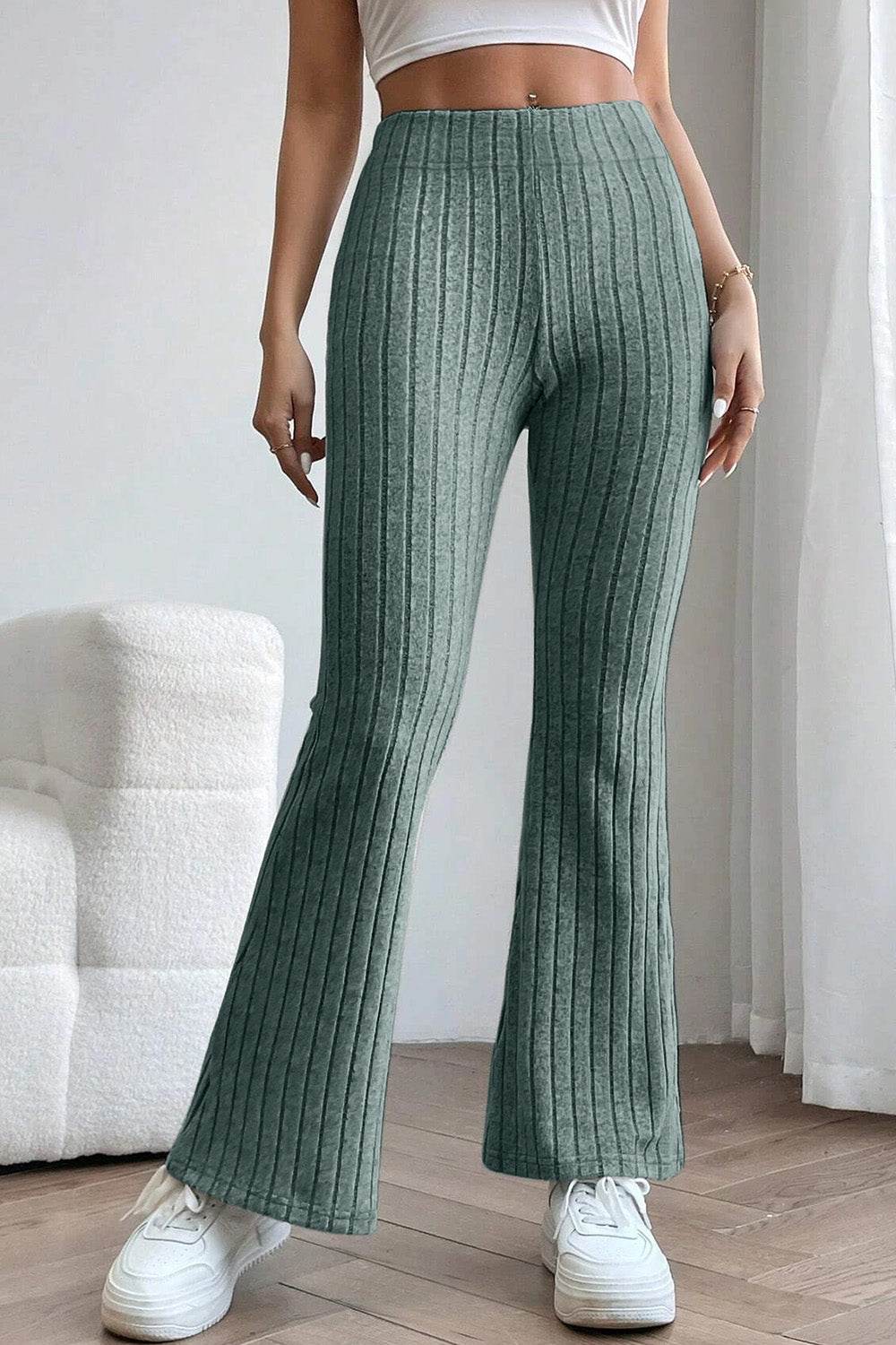 Basic Bae Full Size Ribbed High Waist Flare Pants - Shop Style & More | Fresh Looks, Everyday Deals & Free Shipping