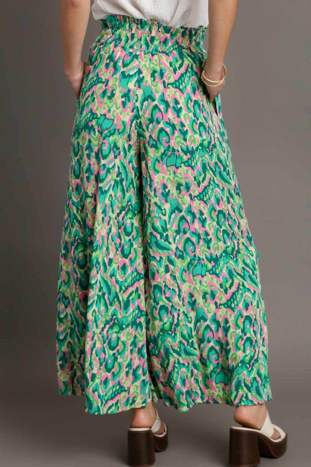 Umgee Full Size Mixed Print High Waist Wide Leg Pants Plus Size - Shop Style & More | Fresh Looks, Everyday Deals & Free Shipping
