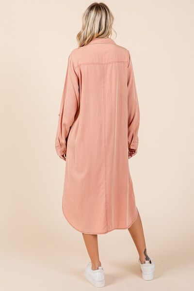 Mittoshop Button Down Long Sleeve Shirt Dress Dresses - Casual Dresses