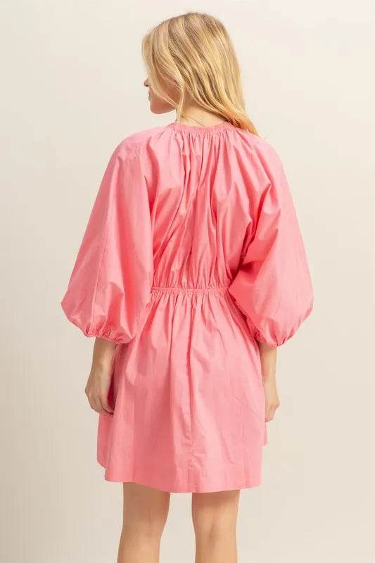 HYFVE Plunge Balloon Sleeve Poplin Mini Dress with Pockets - Shop Style & More | Fresh Looks, Everyday Deals & Free Shipping