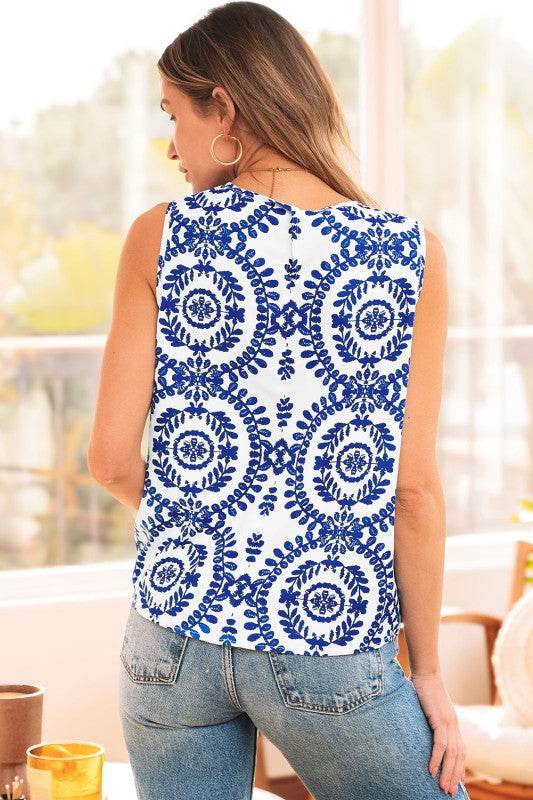 Marilyn Vintage Pin tuck Crew Neck Tank Top - Shop Style & More | Fresh Looks, Everyday Deals & Free Shipping