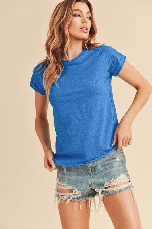 Aemi + Co Lettuce Edge Round Neck Short Sleeve T-Shirt - Shop Style & More | Fresh Looks, Everyday Deals & Free Shipping