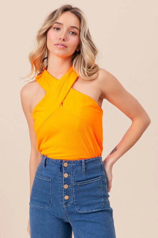 BiBi Rib Knit Cross Neck Banded Top - Shop Style & More | Fresh Looks, Everyday Deals & Free Shipping