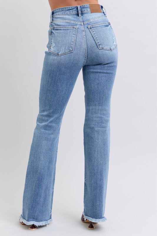 Judy Blue Full Size Raw Hem High Rise Bootcut Jeans - Shop Style & More | Fresh Looks, Everyday Deals & Free Shipping
