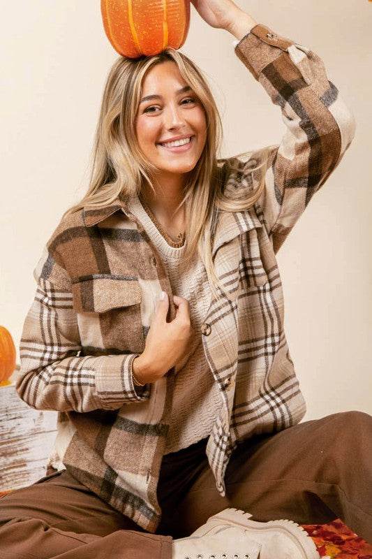 Women Flannel Plaid Double Flap Pocket Jackets - Shop Style & More | Fresh Looks, Everyday Deals & Free Shipping