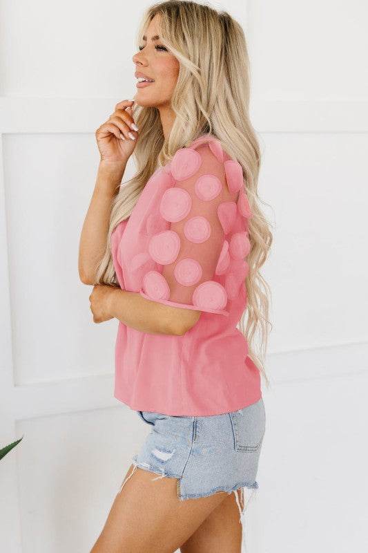 Aliza Applique Mesh Half Sleeve Blouse - Shop Style & More | Fresh Looks, Everyday Deals & Free Shipping